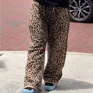 Leopard Print Wide-Leg Pants